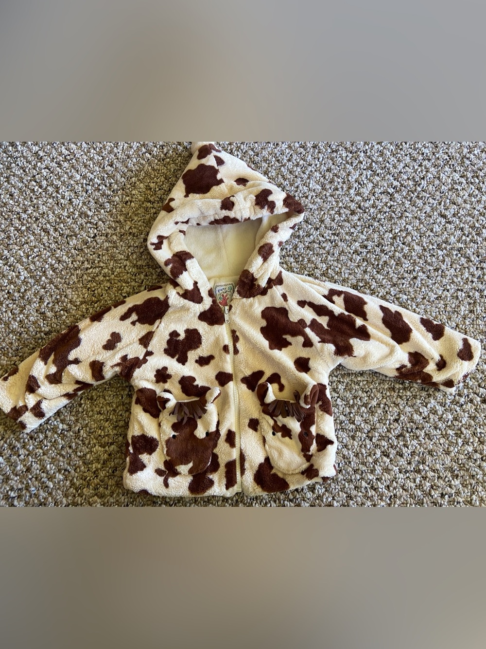 Cow Paint Horse Sherpa Fuzzy Wear Infant Toddler Jacket Cowboy Cowgirl 12-18 mo